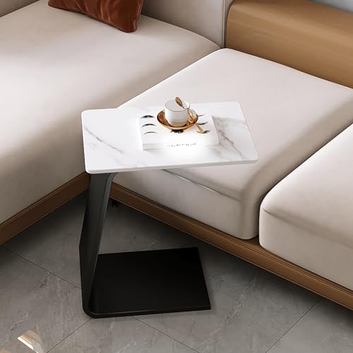 Small Square Coffee Tables Simple Modern Center Table, with Open Shelving, Side End Table for Living Room, Bedroom, Office, Sturdy and Easy Assembly (Color : White, Size : 55 cm/22 in)