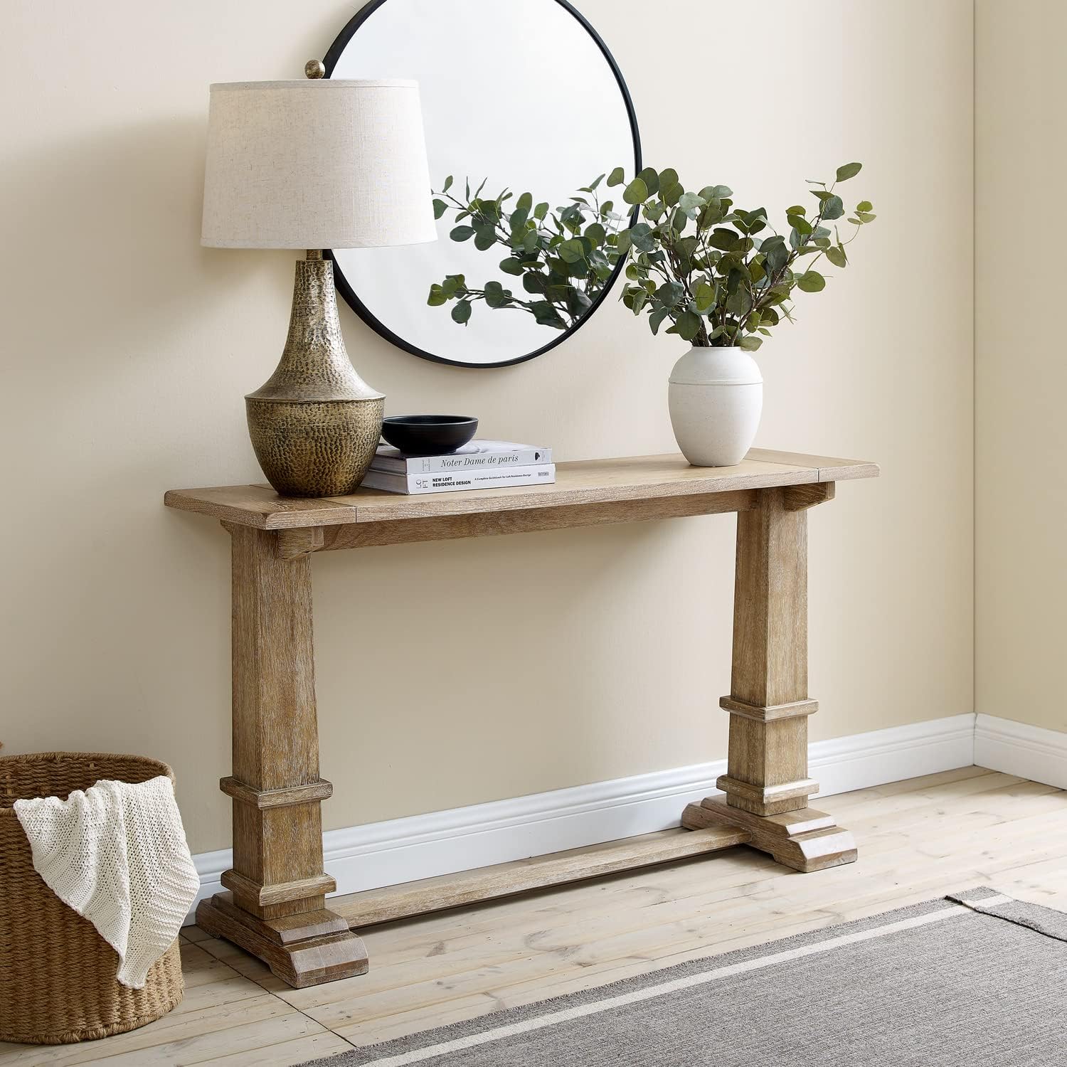 Coastal Cottage Console Table Rustic Brown