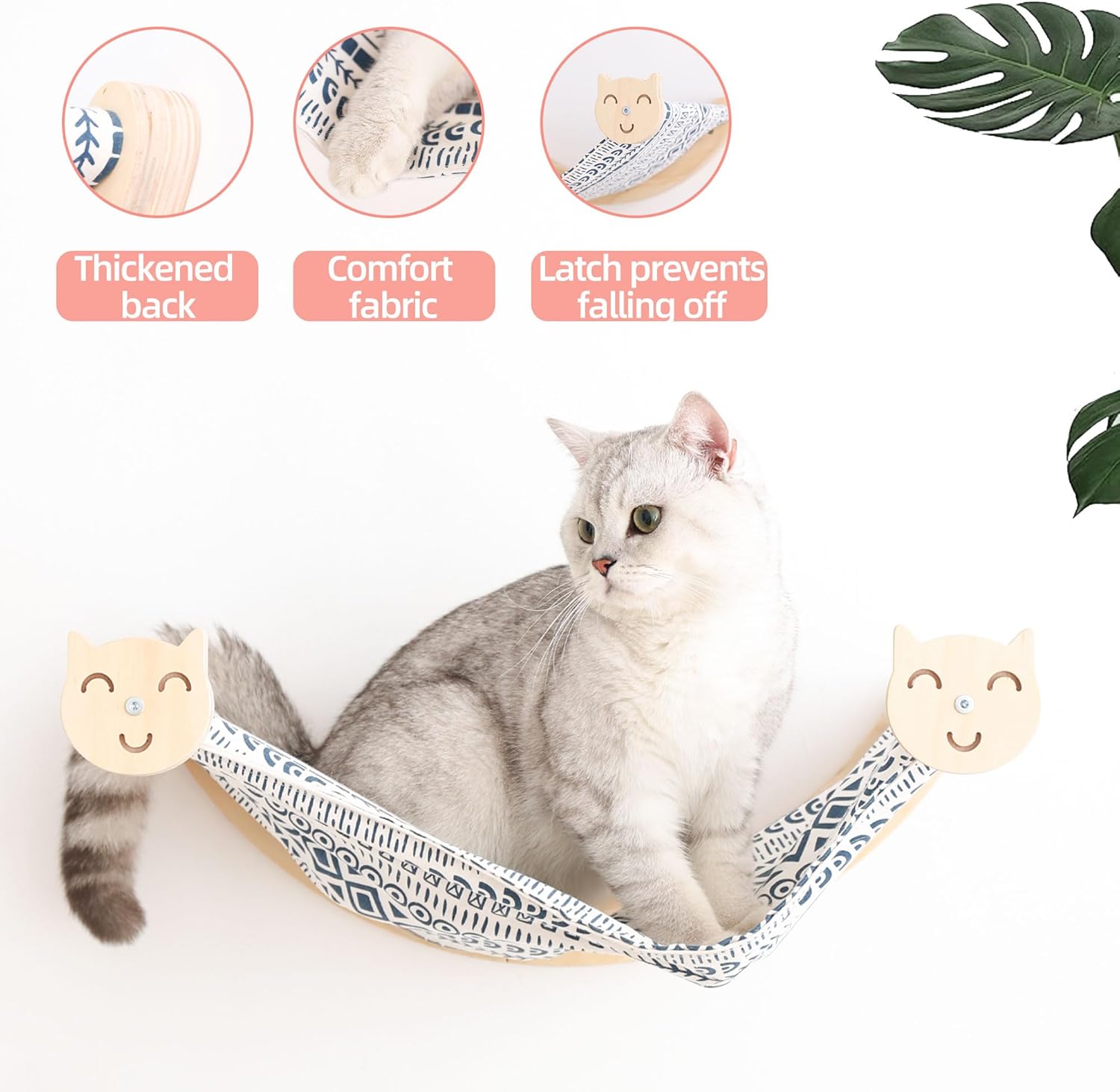 Cat Furniture, Cat Wall Perch, with 2 Cat Step 2 Fabrics for Hammock - Cat Bed Wall Mounted - Cat Shelves and Perches for Wall - Climbing for Cats