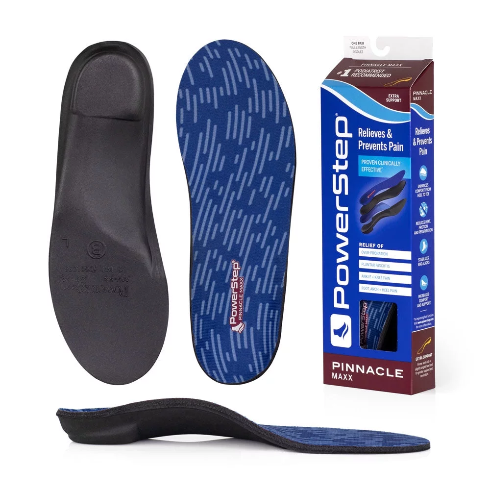 PowerStep Pinnacle Maxx Support Full Length Orthotic Shoe Insoles with Arch Support for Flat Feet & Overpronation