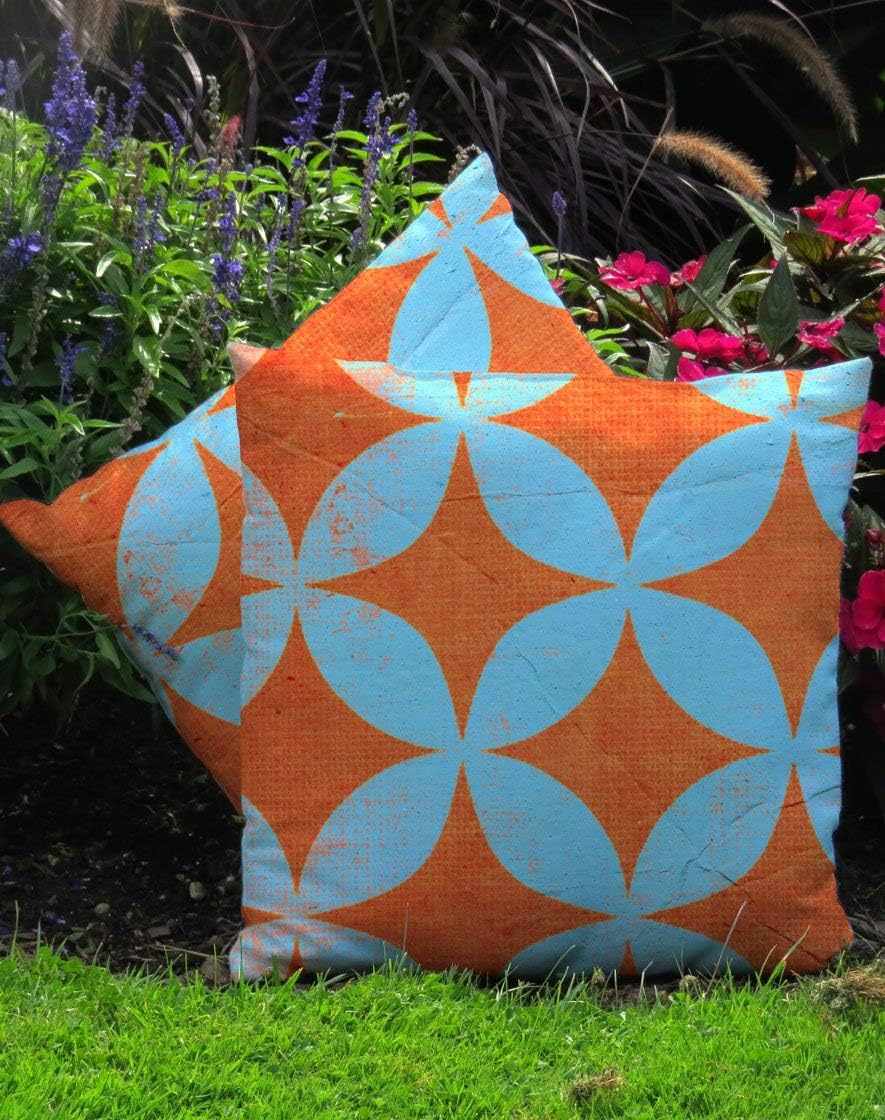 Vibrant Retro Orange Outdoor/Indoor Throw Pillow Covers for Your Patio -Set of 2 (18x18 Cover only)