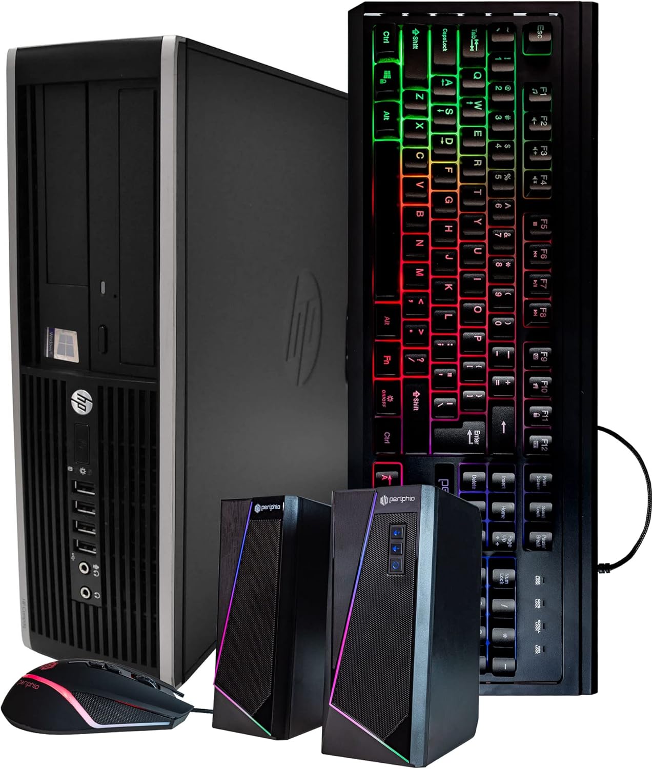 HP EliteDesk 8200 Desktop Computer, Intel Quad-Core i5, Ultra-Fast 240GB SSD Storage, 8GB DDR3 RAM, DVD, WiFi, Bluetooth, Windows 10 Home, RGB Mouse/Keyboard + Speakers (Renewed)