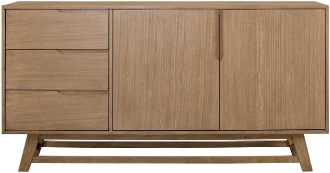 Martin Furniture Mid-Century Modern Wood Sideboard, Dining Storage Cabinet, TV Stand, Entertainment, Fully Assembled, Brown Console