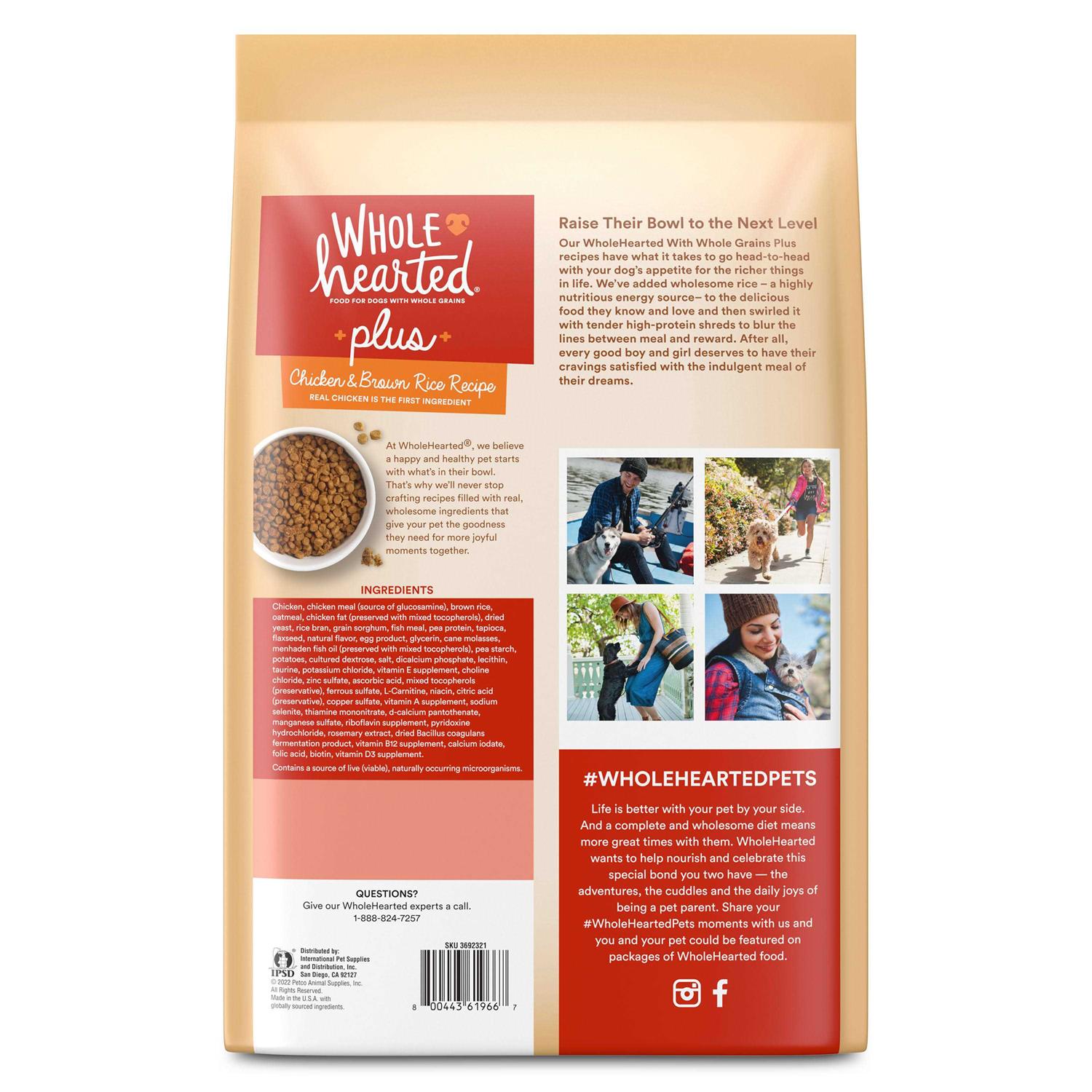 WholeHearted Plus Chicken & Brown Rice Recipe with Whole Grains Dry Dog Food - Pet Supplies online store