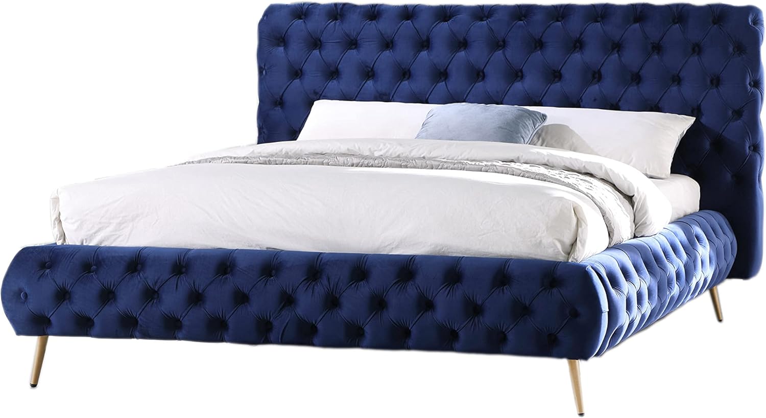 Best Master Furniture Demeter Tufted Fabric Platform California King Bed in Blue (JJ201BLCK)