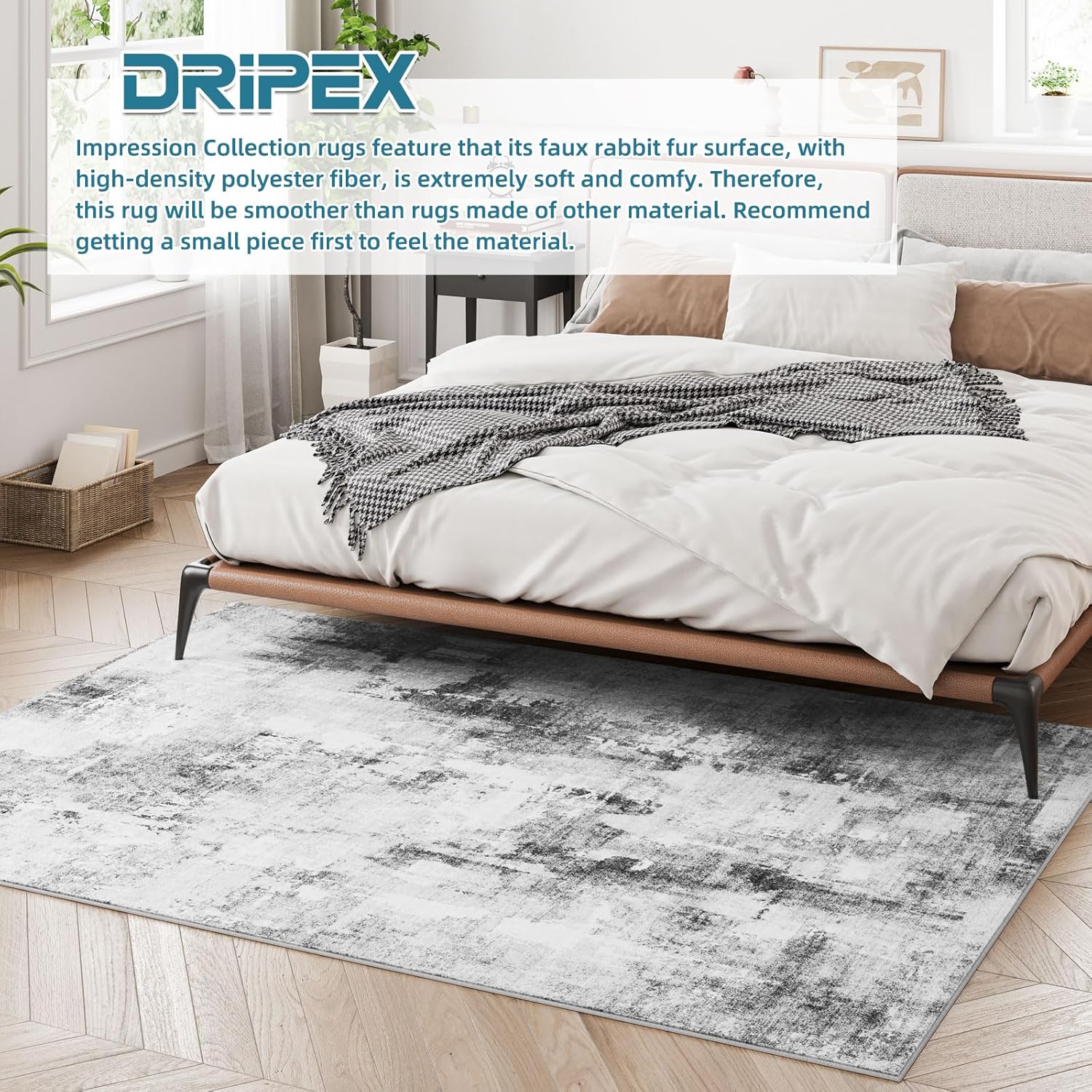 Dripex Abstract Contemporary Area Rug, Washable 5x7 Area Rugs Soft Fluffy Carpet for Living Room Bedroom Kids Rooms Kitchen, Ink Gray Non-Slip Laundry Room Rug Floor Mats for Home Durable