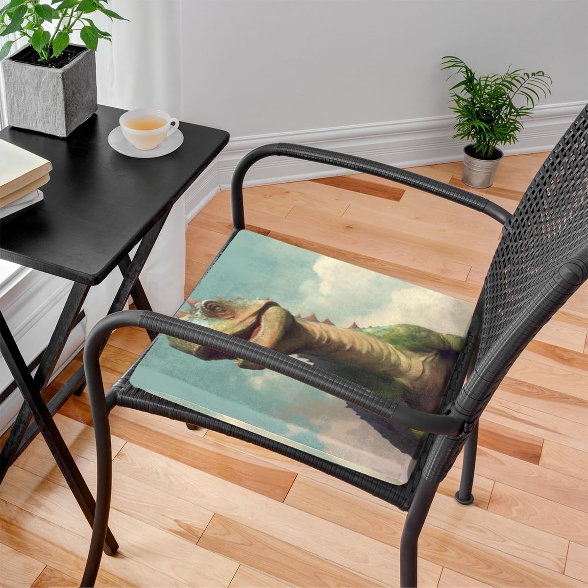 Dinosaur Sky Animals Square Seat Cushions 16 * 16 Inch High Density Sponge Filling Soft Comfortable Removable with Zipper Chair Cushion for Kitchen Dining Room Couch Office Chairs Car