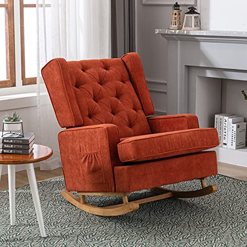 HomSof Rocking Chair Nursery Modern High Back Armchair Upholstered Accent Chair for Living Room