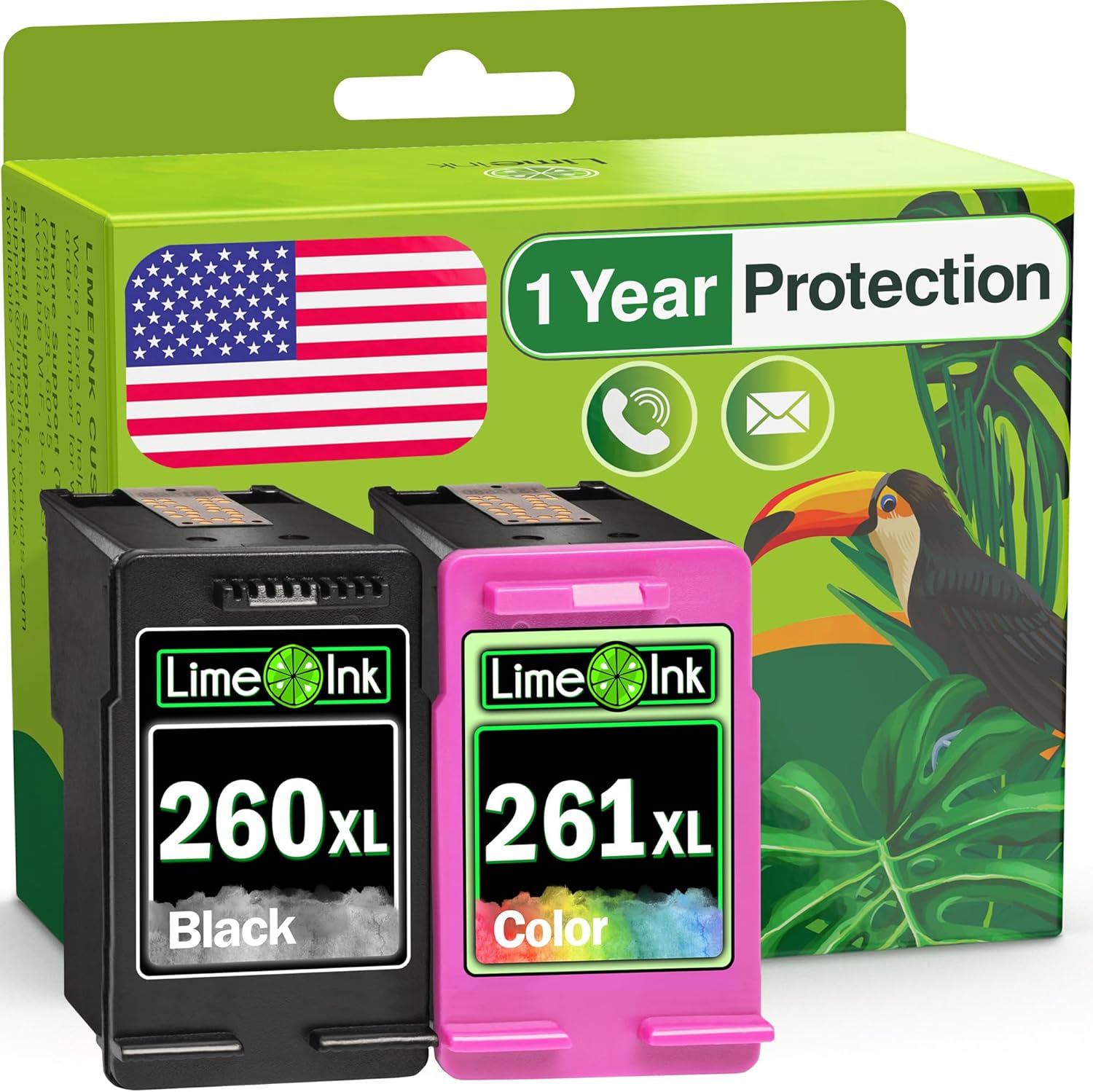 Limeink Compatible Ink Cartridges Replacement for Canon 260 and 261 Ink Cartridges 260XL 261 XL for Canon TS6420 Ink Cartridges for Canon TS6400 Ink Cartridges PG-260 Pixma TS5320 TS5300 2pk