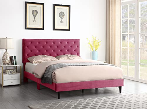 King Upholstered Platform Bed Frame with 48