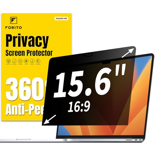 F FORITO 15.6 Inch Laptop Privacy Screen Protector, 360° Anti Peeping and Anti Glare Laptop Privacy Shield Compatible with 15.6