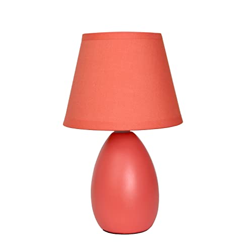 Simple Designs LT2009-OFF Mini Egg Oval Ceramic Table Desk Lamp, Off White , 5.51 x 5.51 x 9.45