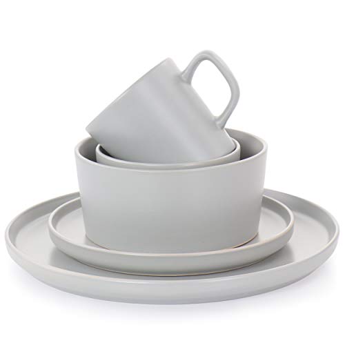 Elama Luxmatte Contemporary Dinnerware Set, 20 Piece, Black