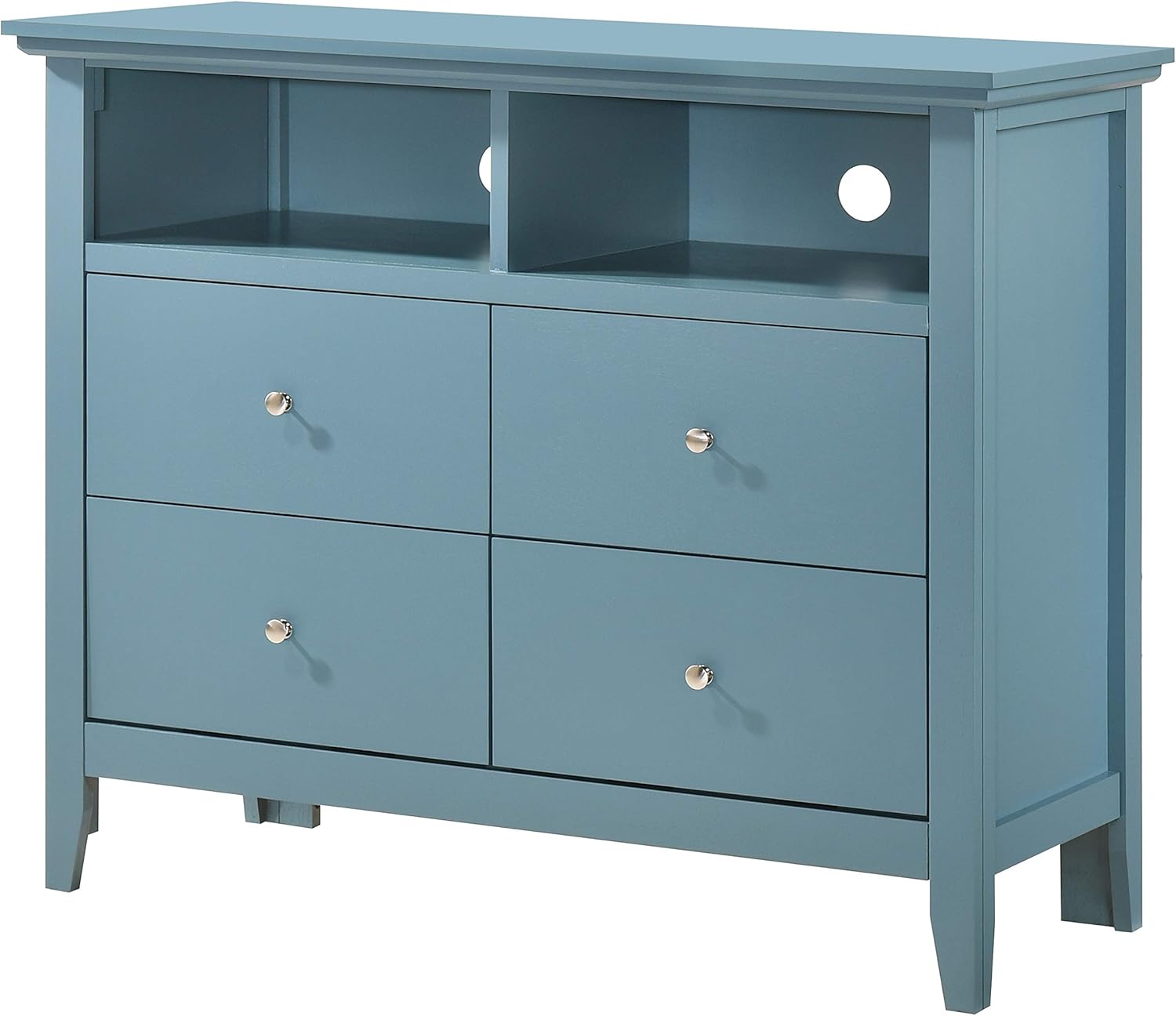 Glory Furniture Hammond Wood Veneer 4-Drawer TV Stand in Teal