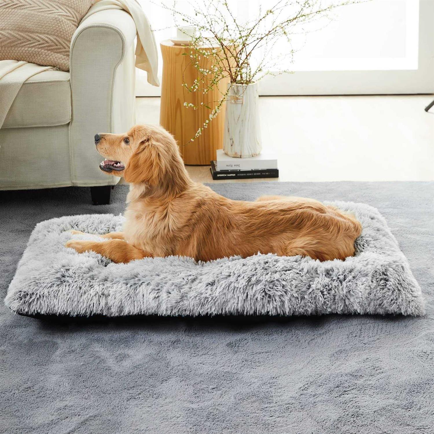 BFPETHOME Dog Beds for Large Dogs Plush Dog Crate Bed Fluffy Cozy Kennel Pad for Sleeping &Ease Anxiety - Pet Supplies online store
