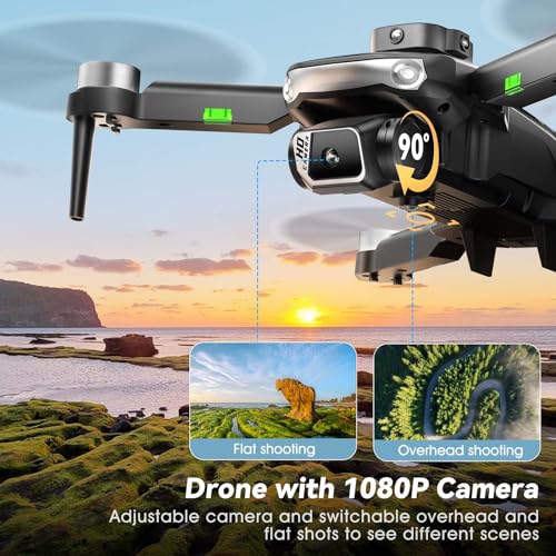 S165max Drones with 1080P HD Camera for Adults Brushless Motor Drone with Propeller Guards, 3 Batteries, FPV Foldable Drone with One Button Take Off/Landing, Toys Drone for Kids Boys Beginners
