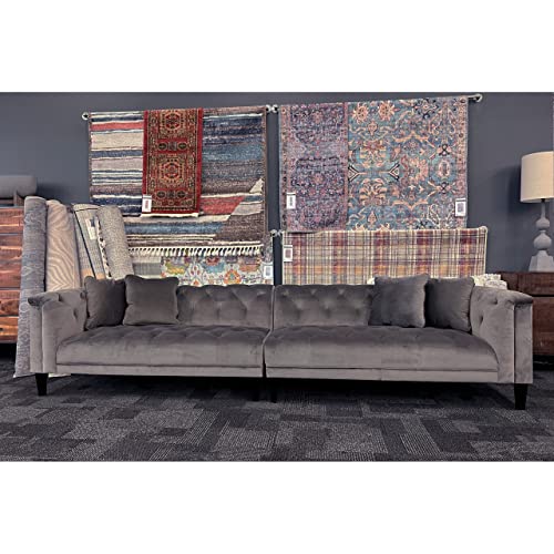 Gray Velvet Chesterfield (Loveseat)