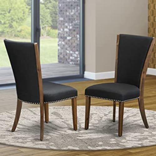East West Furniture VEP7T03 Verona Parson Dining Nailhead Trim Brown Linen Fabric Upholstered Chairs, Set of 2