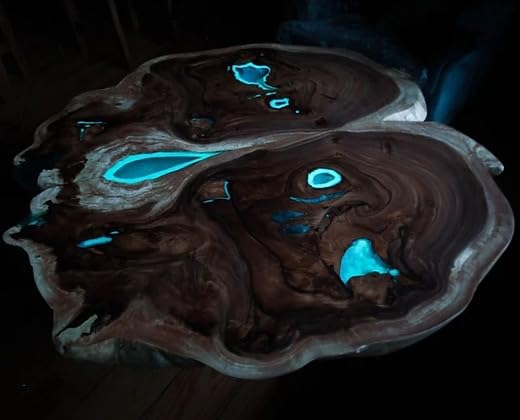 Exotic Round live Edge Coffee Table with Glowing Resin Living Room Table Dinning Table Home Office Table Center Table Console Table End Table Side Table Home Décor (18
