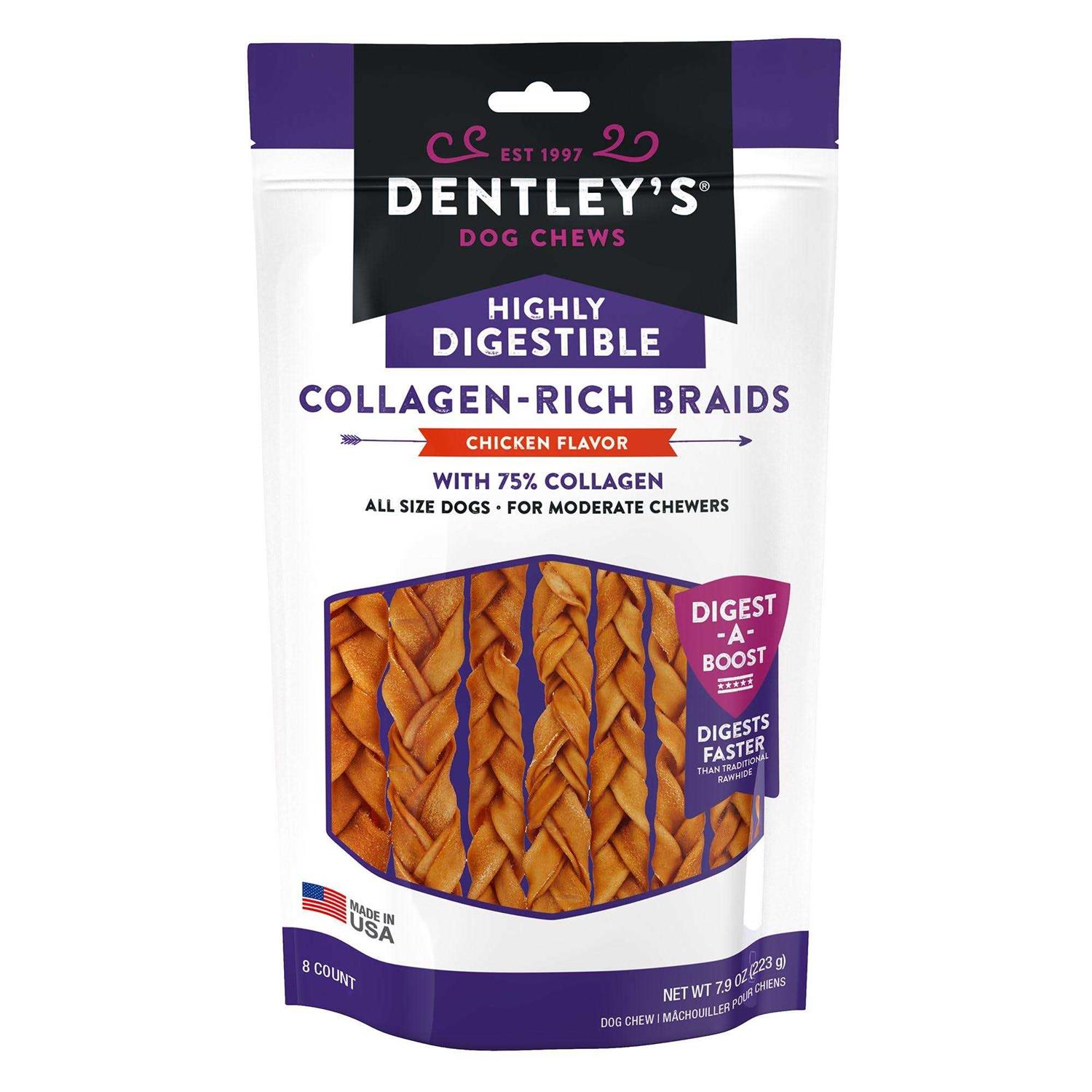 Dentley's Highly Digestable 7 Collagen Braids Dog Chew - Pet Supplies online store