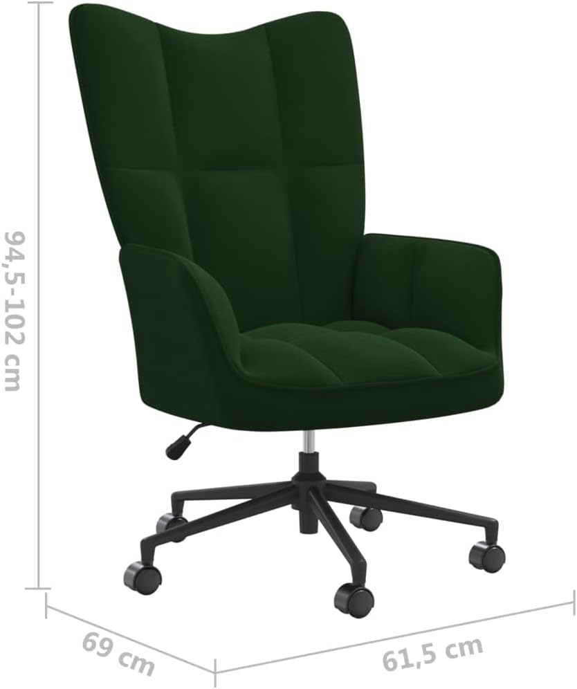 Relaxing Chair Dark Green Velvet,Modern Velvet Office Chair with Adjustable Height and 360° Swivel for Home and Office Living Room Armchairs, Recliners & Sleeper Chairs