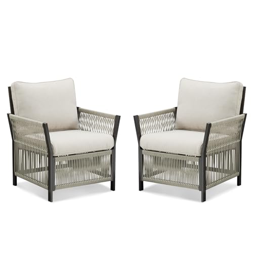 Outdoor Patio Furniture, 6 Pieces High Back Wicker Patio Furniture Set with Rocking Patio Chairs, Coffee Table for Garden,Porch,Backyard(Grey)