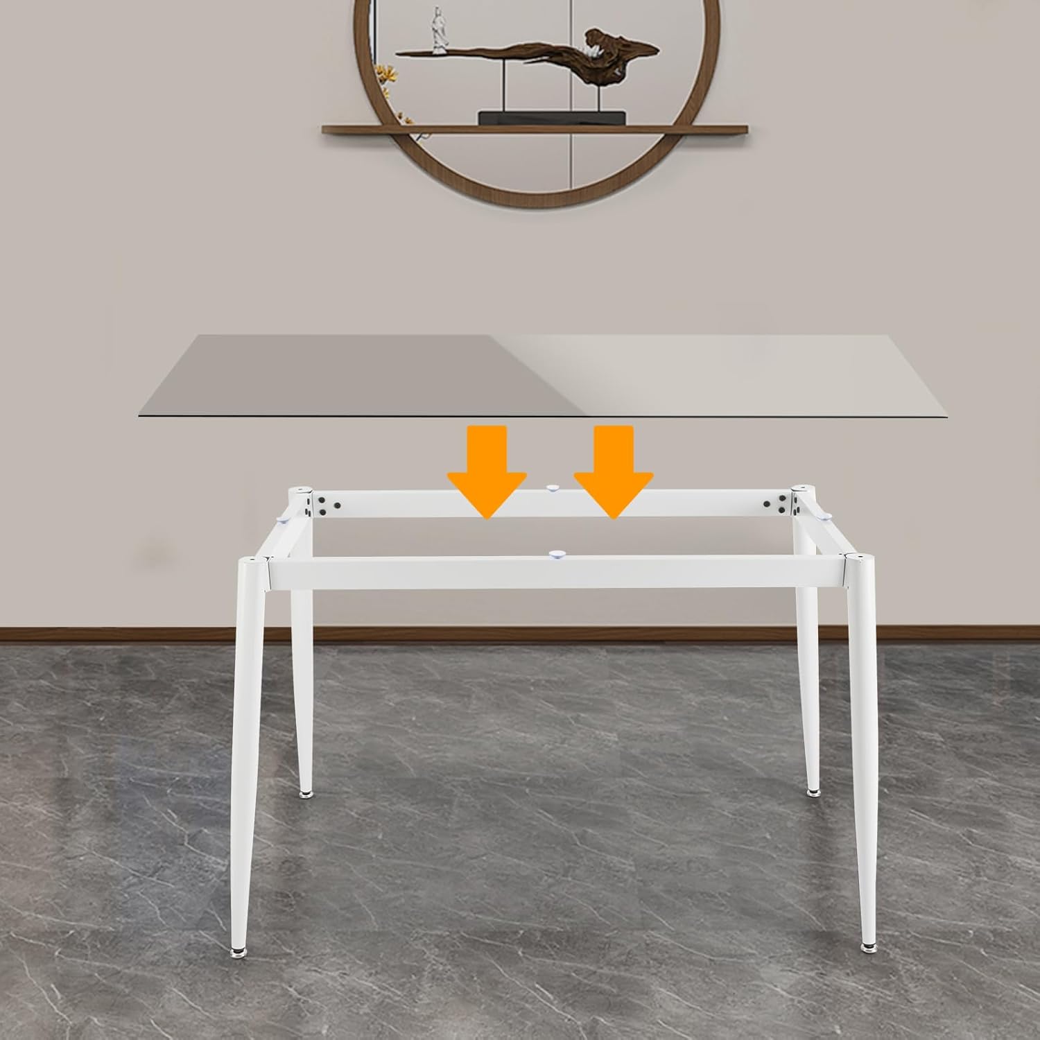 Metal Furniture Legs, Freestanding White Furniture Legs, Industrial Metal Table Legs with Suction Cups for Living Room, Dining Room, Lobby, Conference Room, White