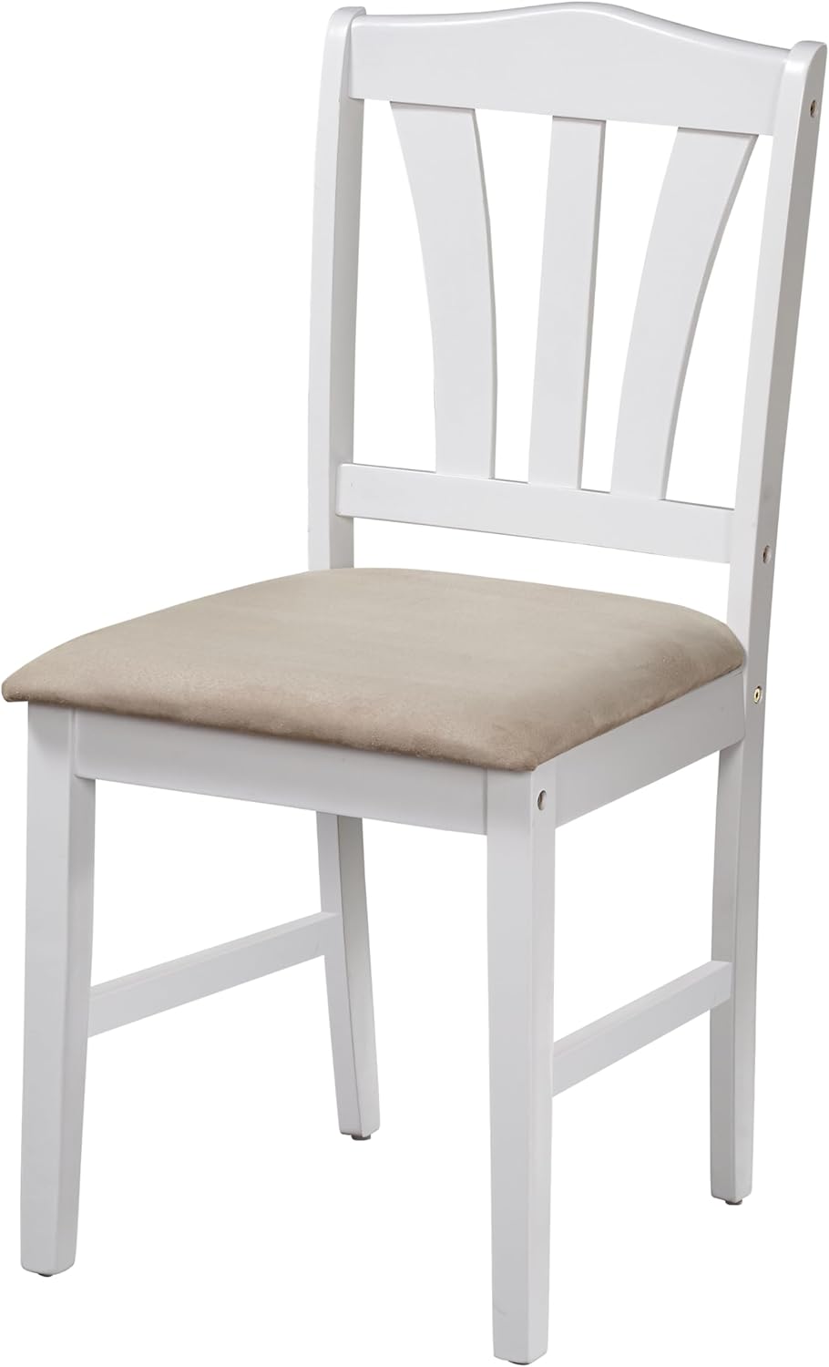 Amara Dining Table Set for 4 with Rubberwood, Padded Upholstered Seats and Neutral Microfiber Fabric, Space Saving Furniture, White