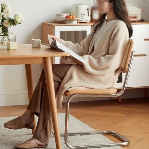 Office Chair Bow-shaped Kitchen Chair, Rattan Backrest Chair, Solid Wood Color Computer Chair, Suitable for Dining Room, Living Room, Bedroom Office Computer Desk Chair(S:46 * 56 * 82.5cm)