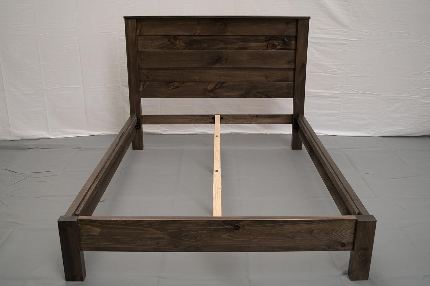 Farmhouse Rustic Platform Bed with Headboard -Twin- Solid Wood/Made in USA