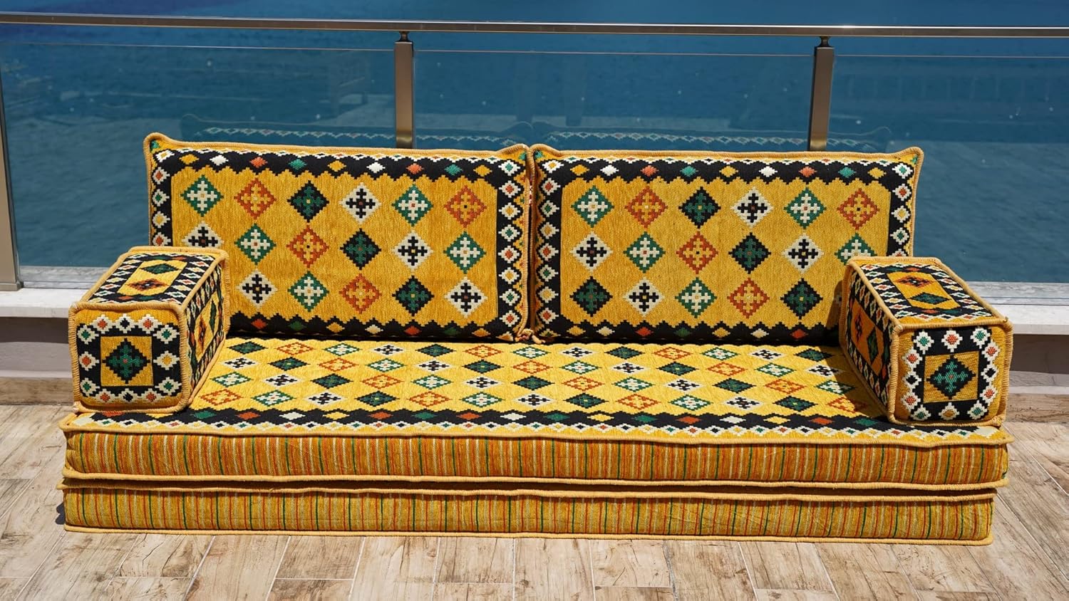 8 Thickness Yellow Floor Sofa Set, Floor Cushions, Balcony Patio Sofas, Pallet Sofa, Ethnic Sofa, Moroccan Sofas, Sectional Sofas, Sofa Bed