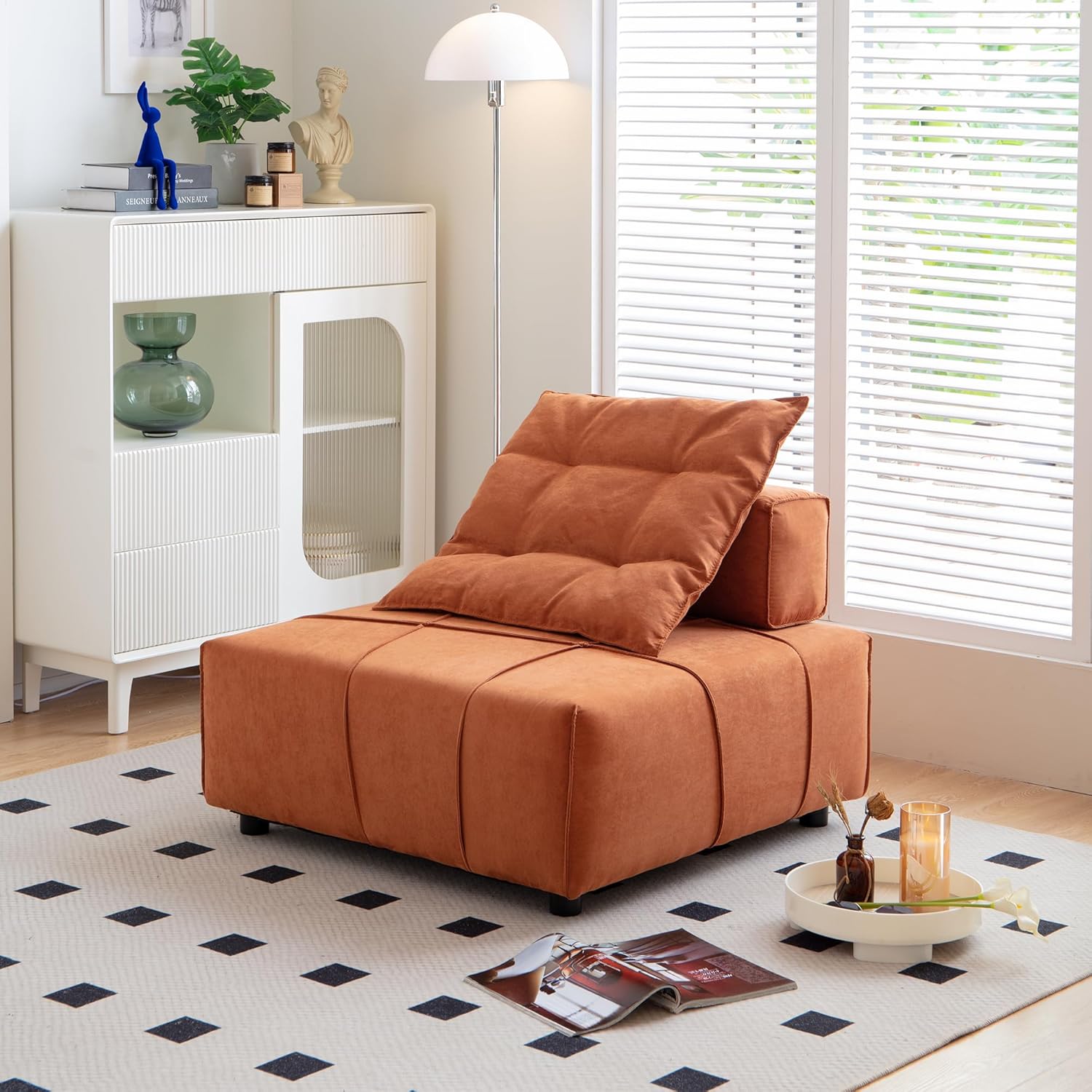Modular Sectional single sofa,Armless Chair with Removable Back Cushion -33.1
