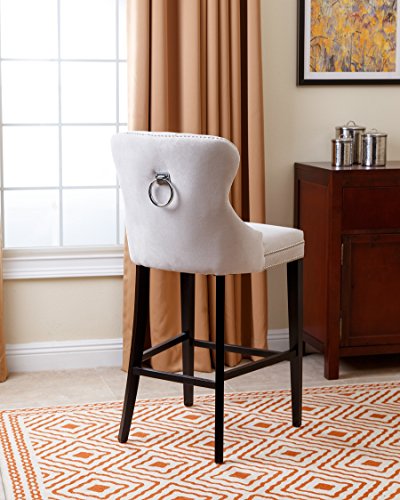 Abbyson Living Versailles Upholstered Barstool - Tufted, Nailhead Trim, Navy Blue