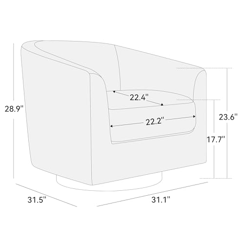 Swivel Accent Chair, Upholstered Modern Barrel-Curved Arm Chair, Velvet Fabric Comfty Sofa Reading Chair with Solid Wood Base for Living Room, Bedroom, Club, Burnt Orange