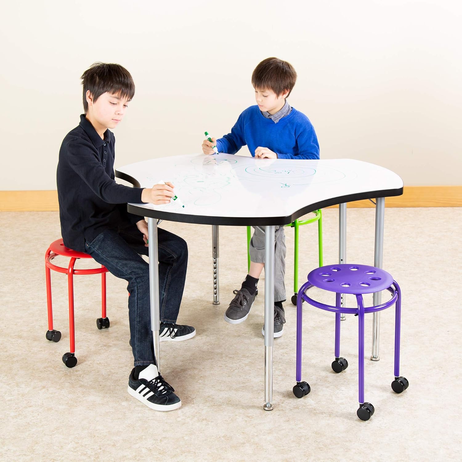 Norwood Commercial Furniture Colorful Mobile Stacking Stools with Wheels - Stackable Nesting Stools for Kids- Portable Flexible Seating for Home, Office, Classrooms - Plastic/Metal 17.75