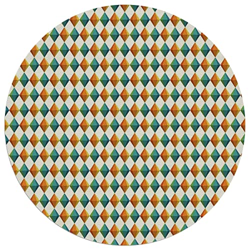 Black and White PU Leather Office Chair Mat for Hardwood and Tile Floor, Various Black Dino Silhouettes Heavy Duty Floor Mats for Computer Desk, Easy Glide for Chairs Dinosaur Diameter 35.4 in