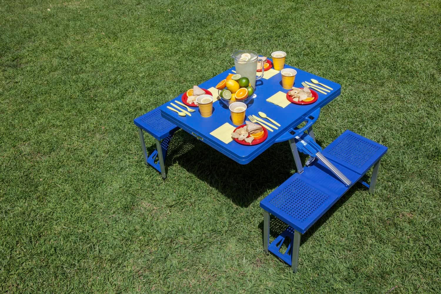 PICNIC TIME Picnic Portable Folding Table with Seats Outdoor Furniture, One Size, Royal Blue