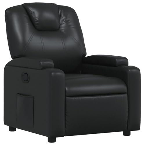 Recliner Chair Black Faux Leather,Plush Reclining Chair with Manual Function for Seamless Relaxation at Home Armchairs Recliner Sleeper Chairs for Living Room