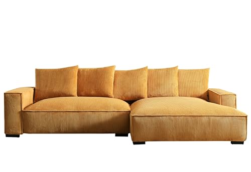 Luxe Large Two-Piece Sectional Sofa for Living Room, Inch L Shaped Loveseat and Chaise, Upholstered with Corduroy Fabric, 70.1