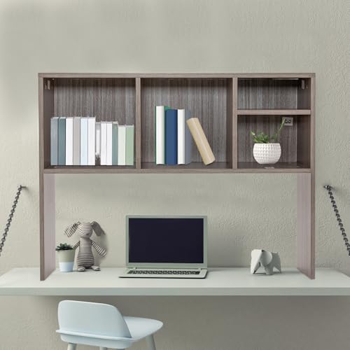 Desk Bookshelf Organizer, Bookshelf Display Shelf Rack with 4 Shelves Office Desktop Shelf Stand,High-Capacity Desk Hutch Organizer for Study Rooms, Dorms, Kitchens, Classroom (Dark Gray)