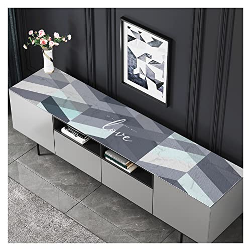 Mocha TV Stand Runner，Table Cover，Home Decorative Tablecloth， TV Cabinet Cloth (58 L x 15.75 W, Mocha Green Triangle)