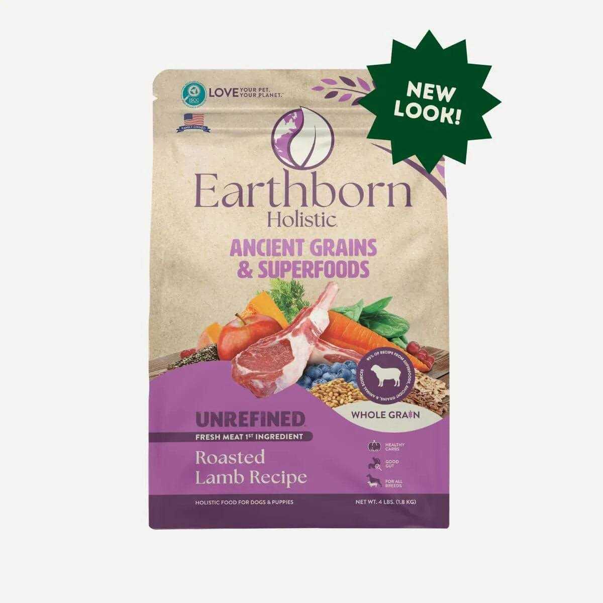 Earthborn Holistic Unrefined Roasted Lamb with Ancient Grains & Superfoods Dry Dog Food - Pet Supplies online store