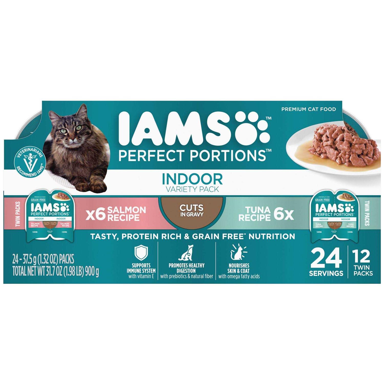 Iams Perfect Portions Indoor Grain Free Wet Cat Food Cuts in Gravy Tuna Recipe - Pet Supplies online store