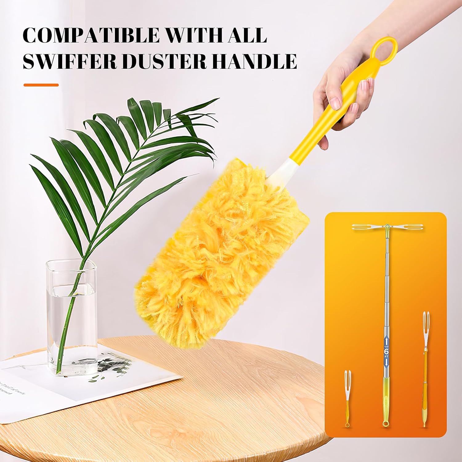 20 Count 360 Duster Pads for Swiffer Duster Refill, Multisurface Heavy Duty Duster Replacements with 1 Handle, Disposable Feather Dusters for Cleaning