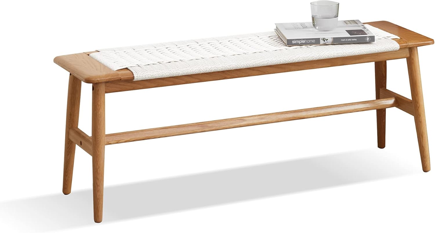 Design Natural Oak Wood Dining Bench Bed Bench for Dining Room, Bedroom, Bathroom