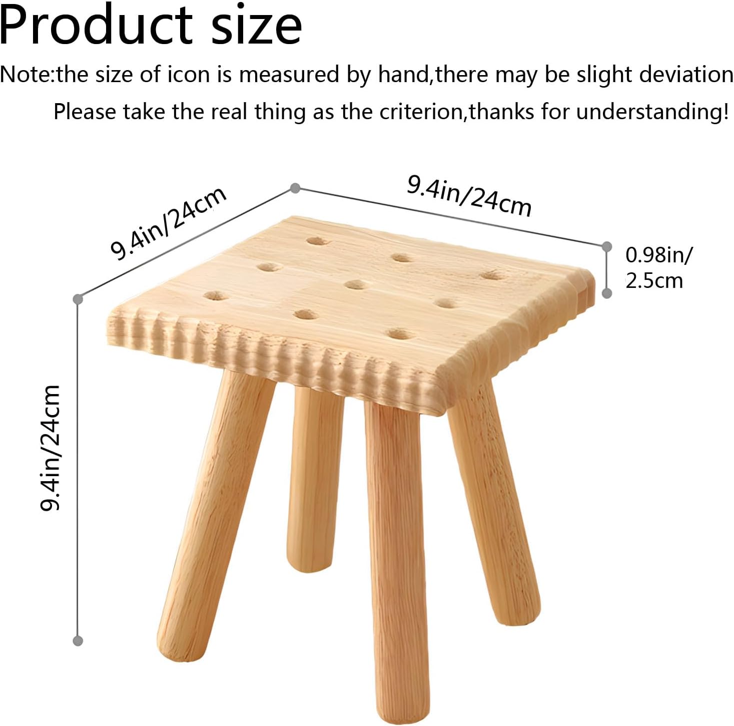 Solid Wood Biscuit Small Stool, Household Small Stool, Living Room Low Stool, Shoe Stool, Balcony Leisure Stool(square)