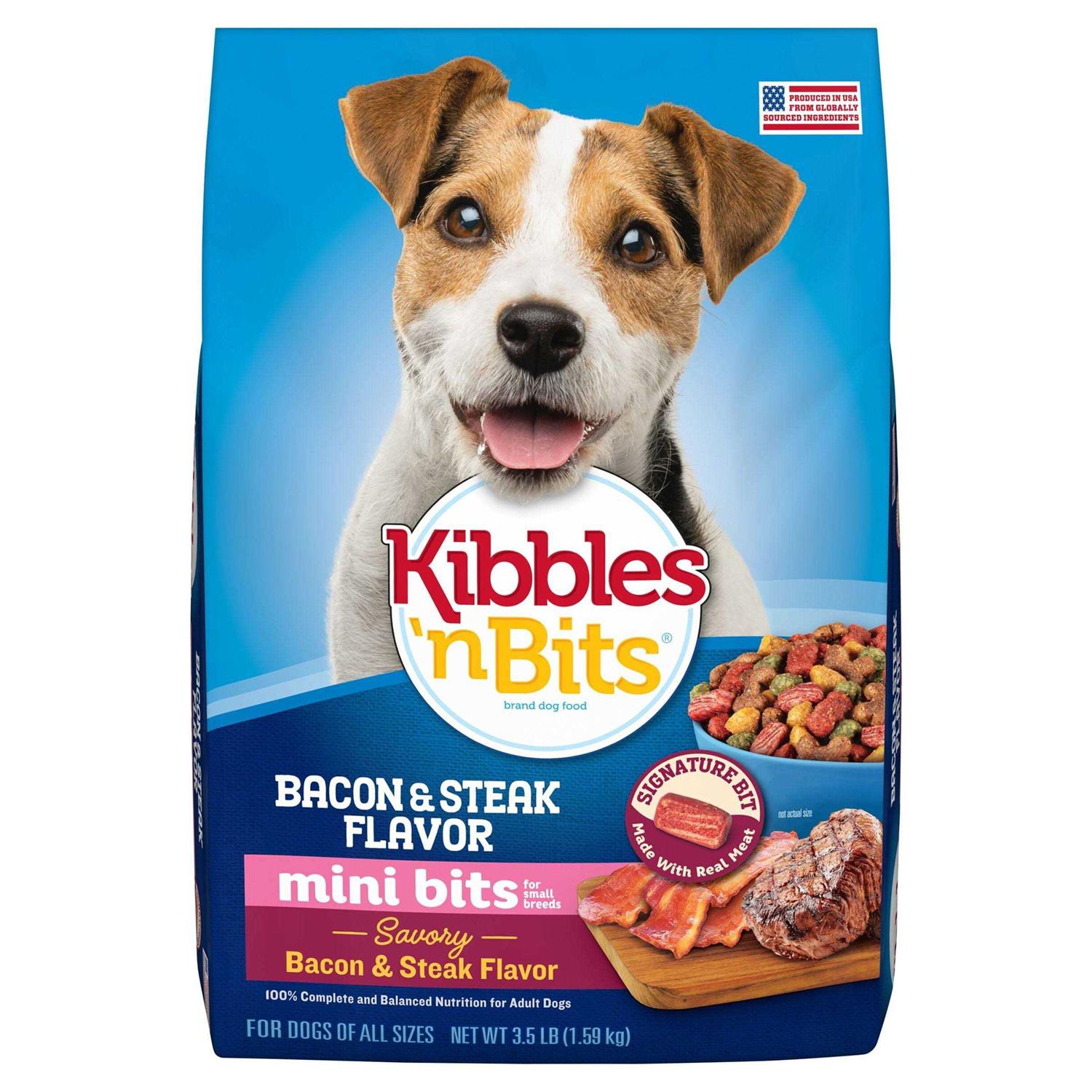 Kibbles n Bits Mini Bits Bacon & Steak Flavor Dry Small Breed Dog Food - Pet Supplies online store