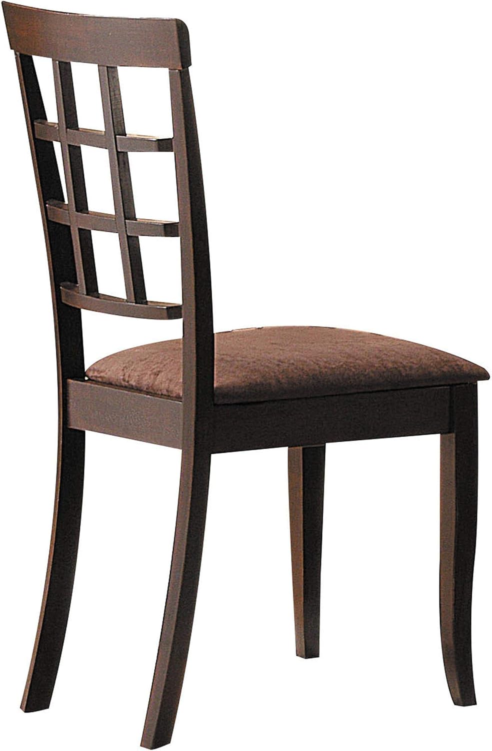 Benzara Wooden Side Chairs with Grid Pattern Back, Set of Two, Brown