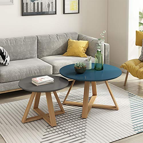 Retro Nest of Tables Set of 2 Coffee Table Sofa Side End Table for Living Room Balcony (Large Table and Small Table)