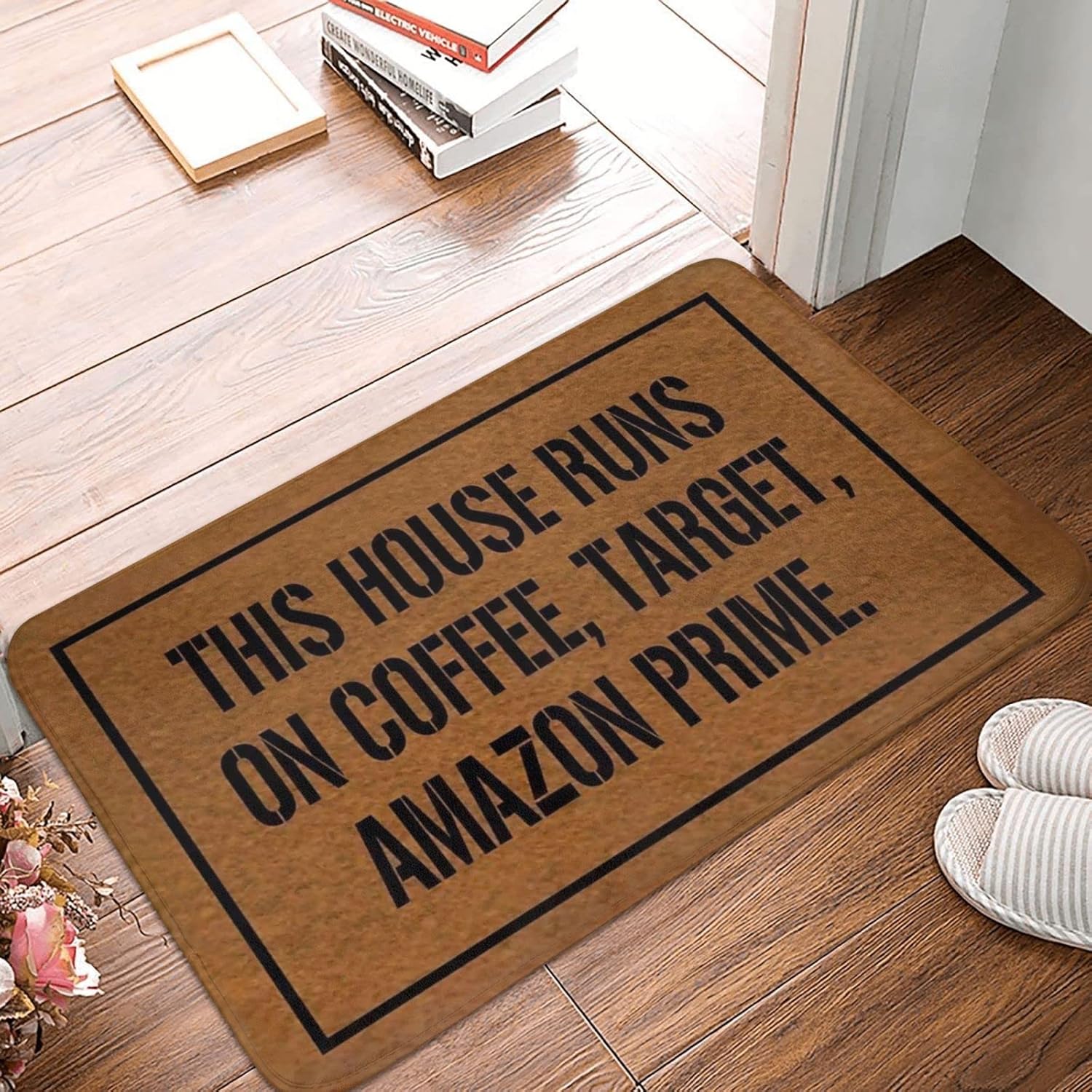 Doormat 15.7 × 23.6 Inch This House Runs On Coffee Target Front Door Mat Entrance Door Rugs Non-Slip Door Mat Funny Holiday Welcome Mats for Home Indoor Outdoor